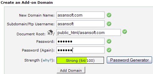 create an addon domain