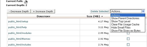 disk space usage
